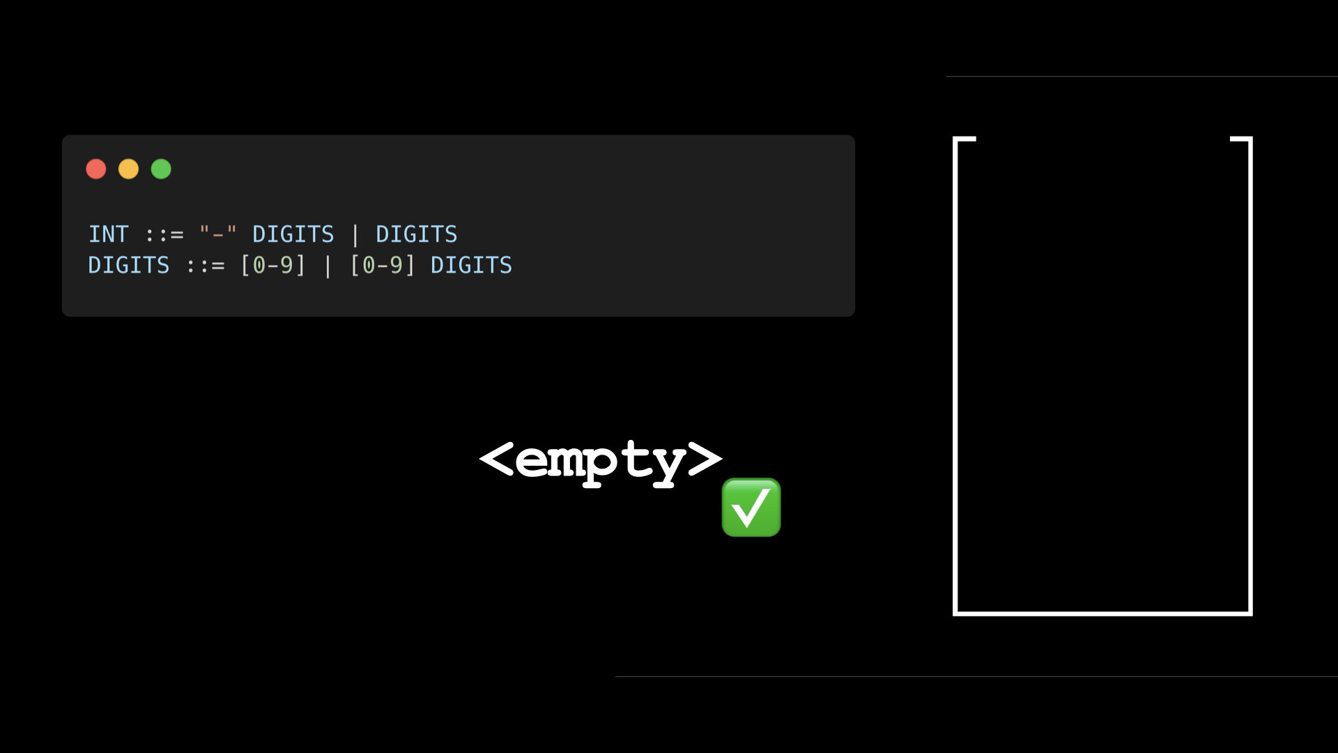 stack: [], string: empty